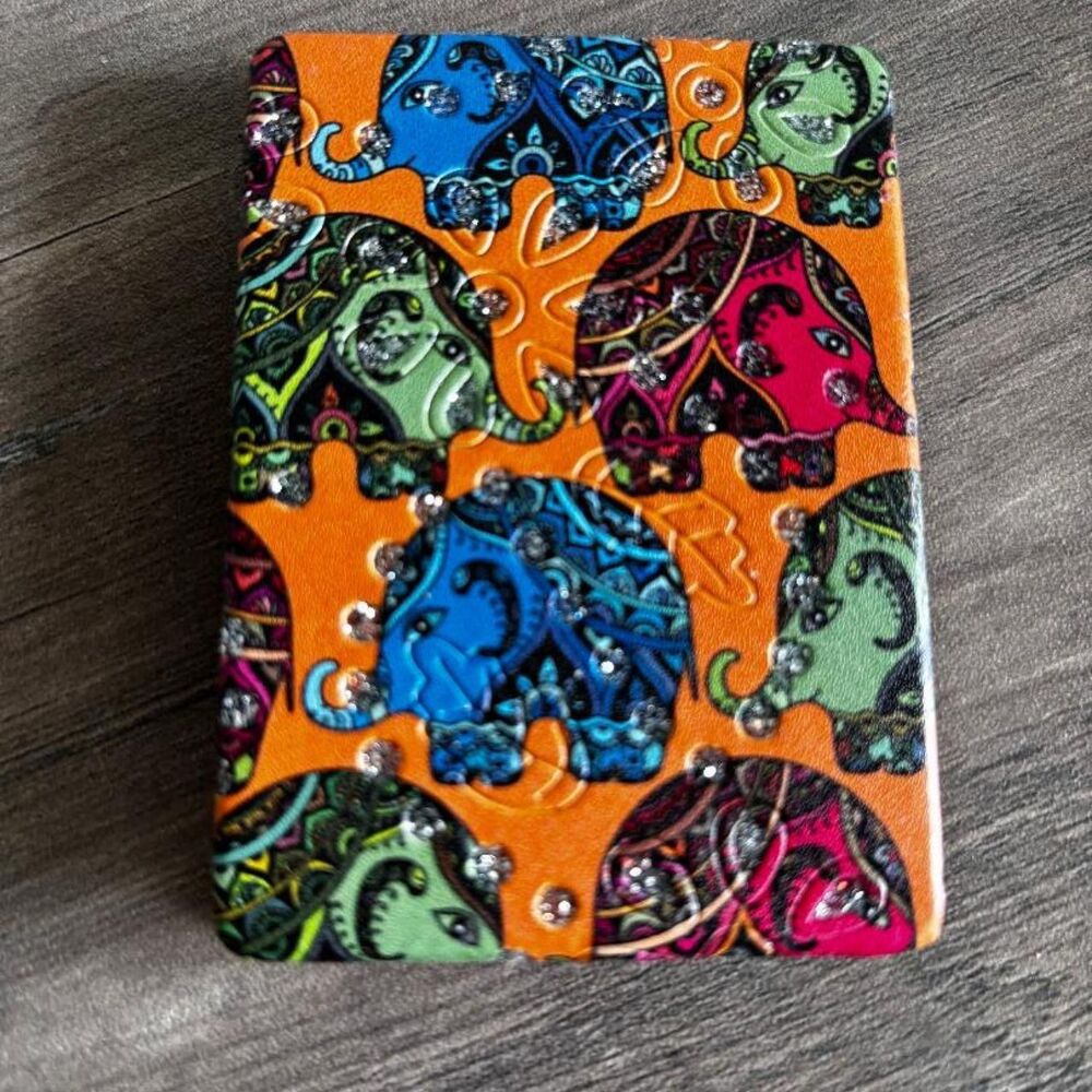 Elephant motif double sided compact mirror